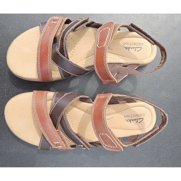 Clarks Collection Sandals Womens Leather 3 - Strappy Ultamate Comfort -Size 8 M - Picture 4 of 12
